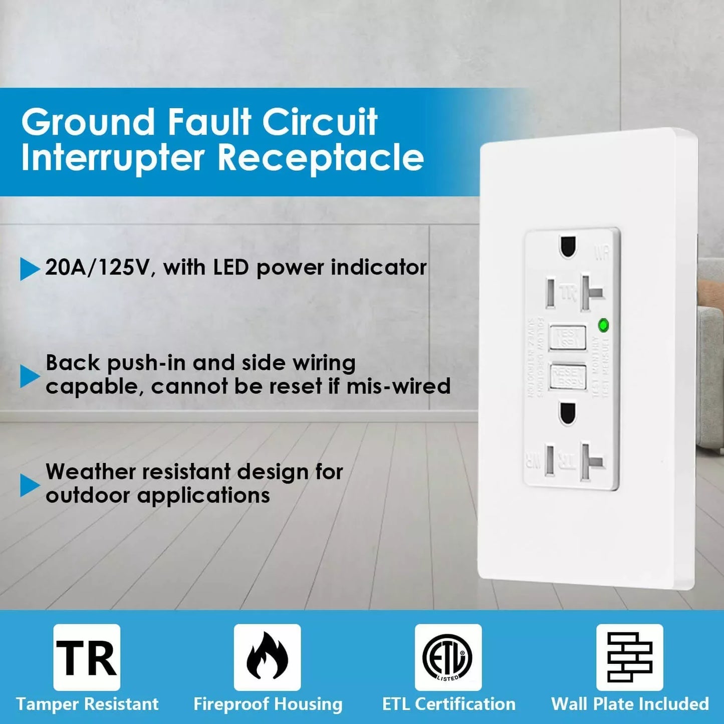 1/2PK 20 AMP GFI GFCI Receptacle Wall Outlet Socket Dual Plugs