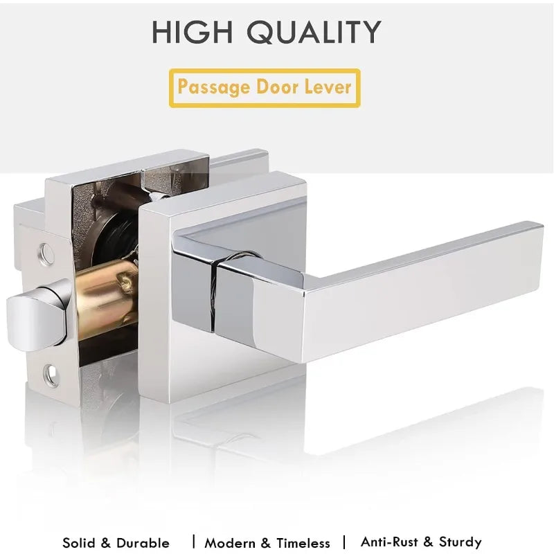 No Lock Passage Door Lever Handle, Reversible Door Handles without Locking