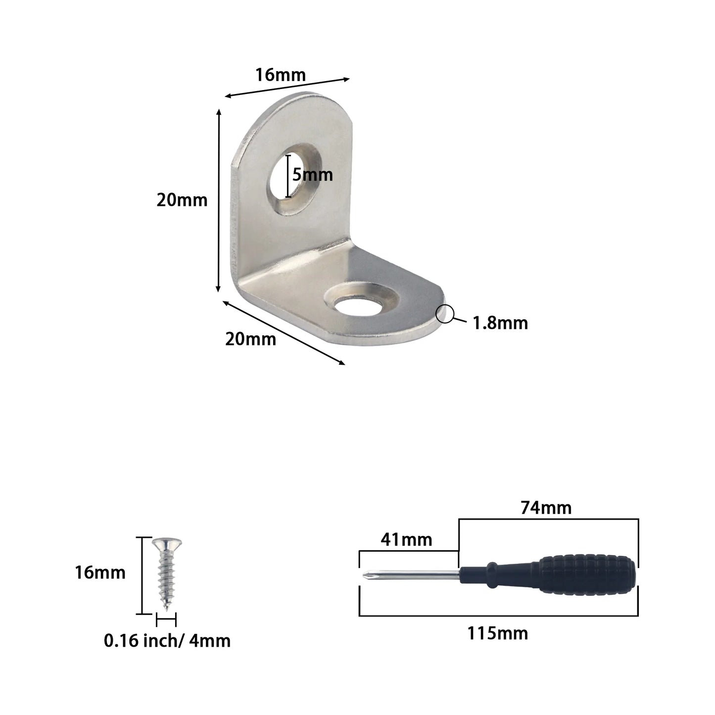 12Pcs Stainless Steel L Shaped Right Angle Connector Corner Bracket
