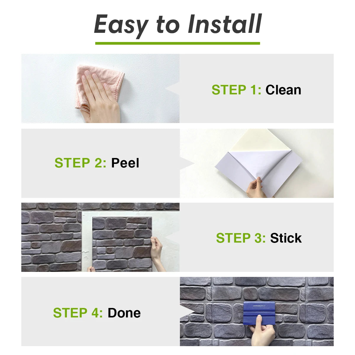 10 Pcs 3D Faux Stone Peel and Stick Wall Panels, Waterproof