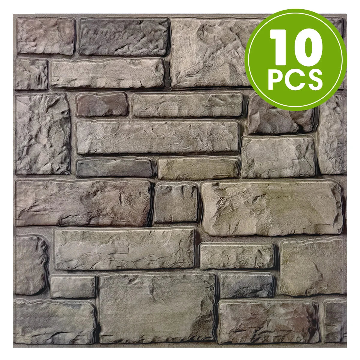 10 Pcs 3D Faux Stone Adhesive Wall Panels, Waterproof
