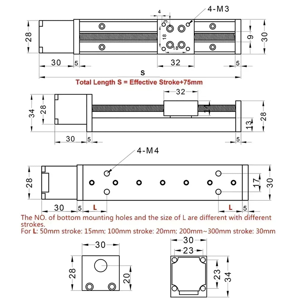 Axis Motorized Slide Table T-type Linear Guide Rail
