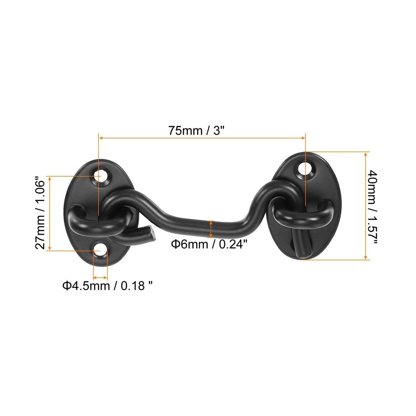 5 Pack 3/4/6 Inch Hook Eye Latch Stainless Steel Privacy Hook and Eye Latch