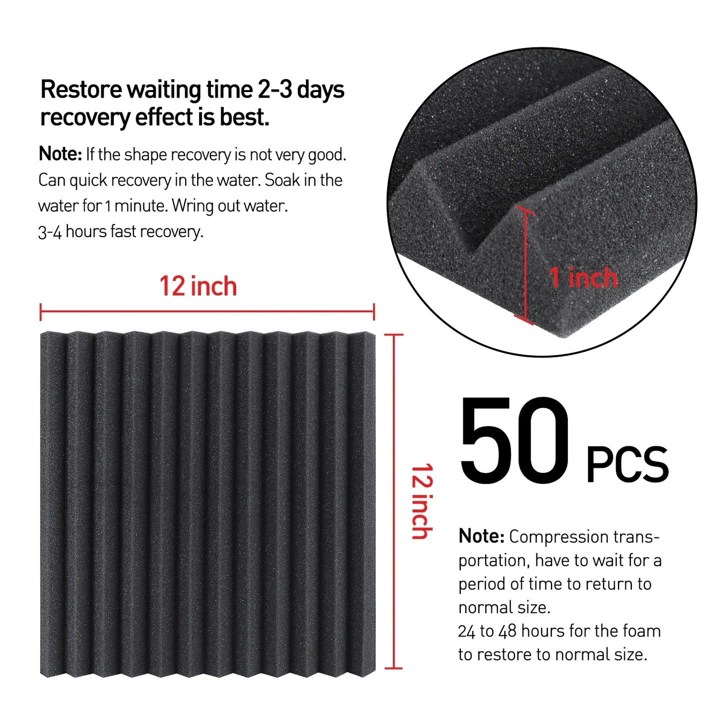 52 Pack Acoustic Foam Panels, Sound Proof Foam