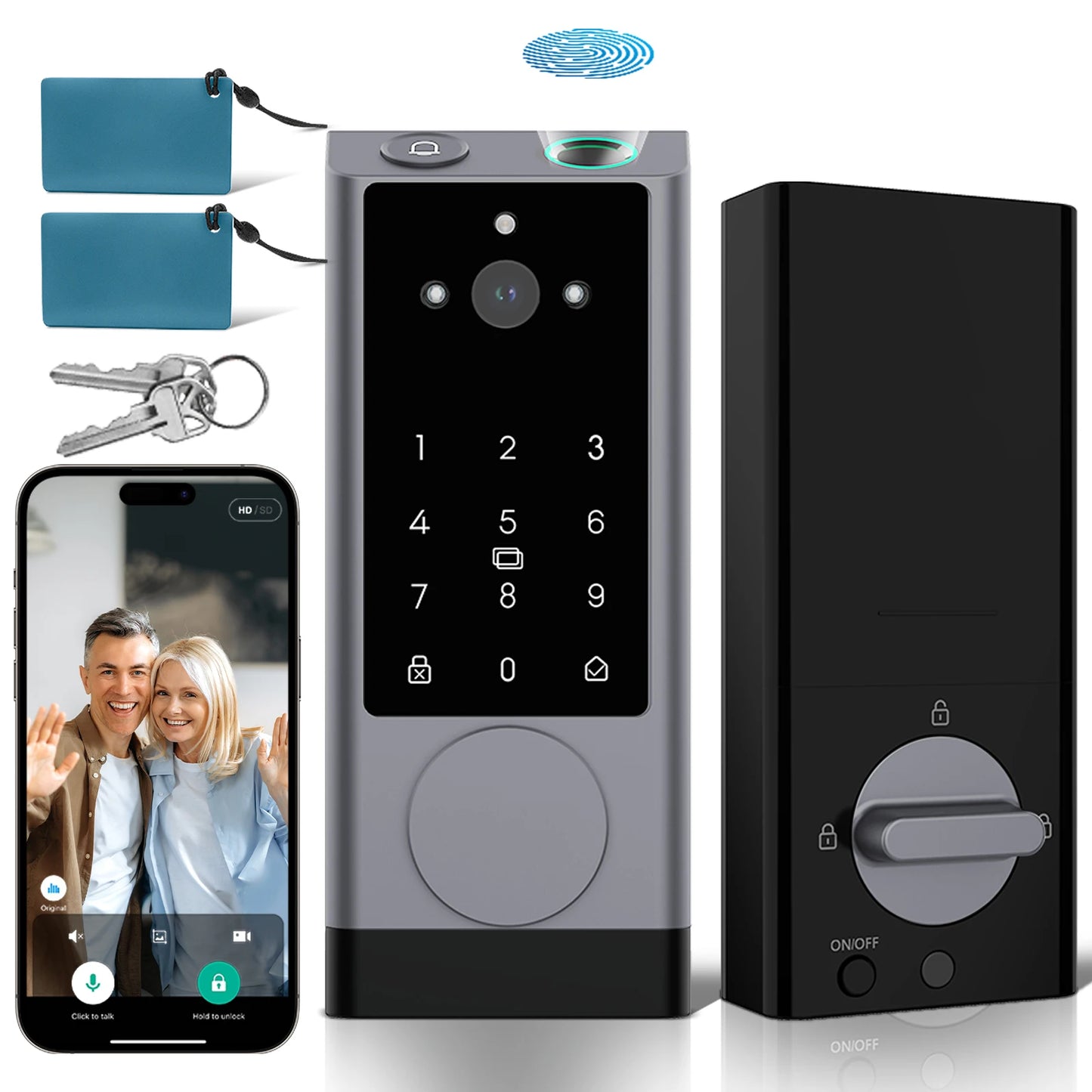 Smart Lock Keyless Entry Door Lock With Doorbell WiFi Fingerprint