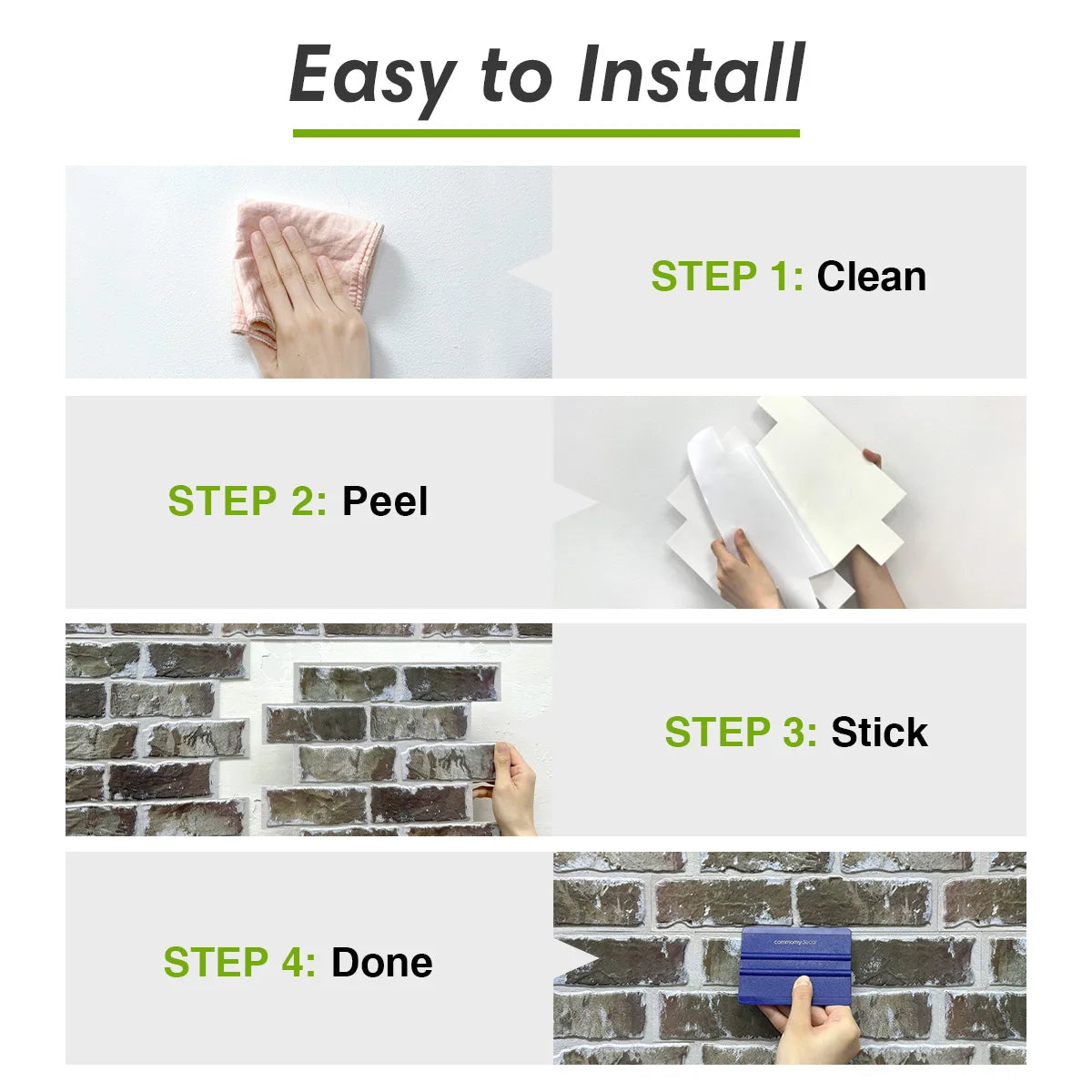 10pcs 3D Faux Brick Wall Panels, Tile Stickers Waterproof