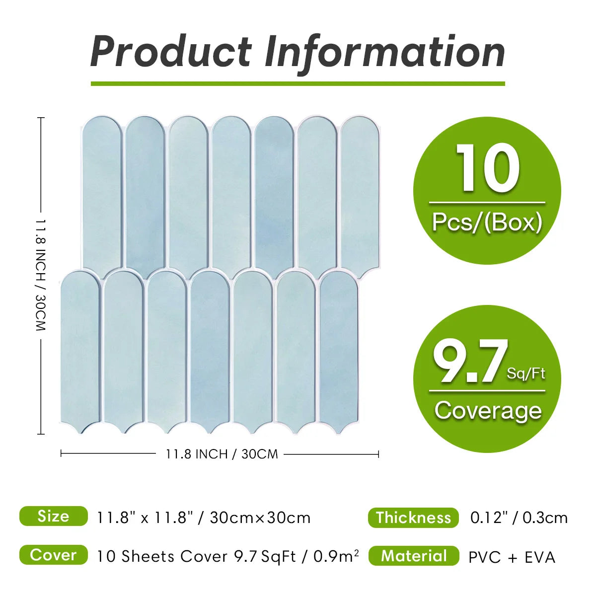 10 Pcs Matte Fish Scale Peel and Stick Tiles Waterproof