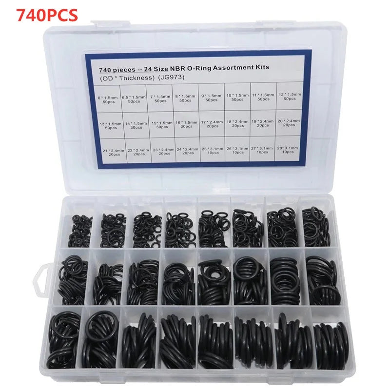 1200pcs NBR O-ring set nitrile rubber black O-ring oil-resistant