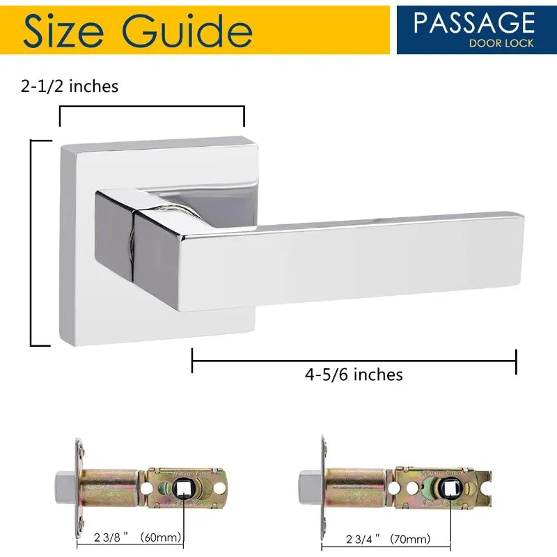 No Lock Passage Door Lever Handle, Reversible Door Handles without Locking