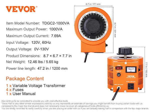 500VA-3000VA Auto Variable Voltage Transformer