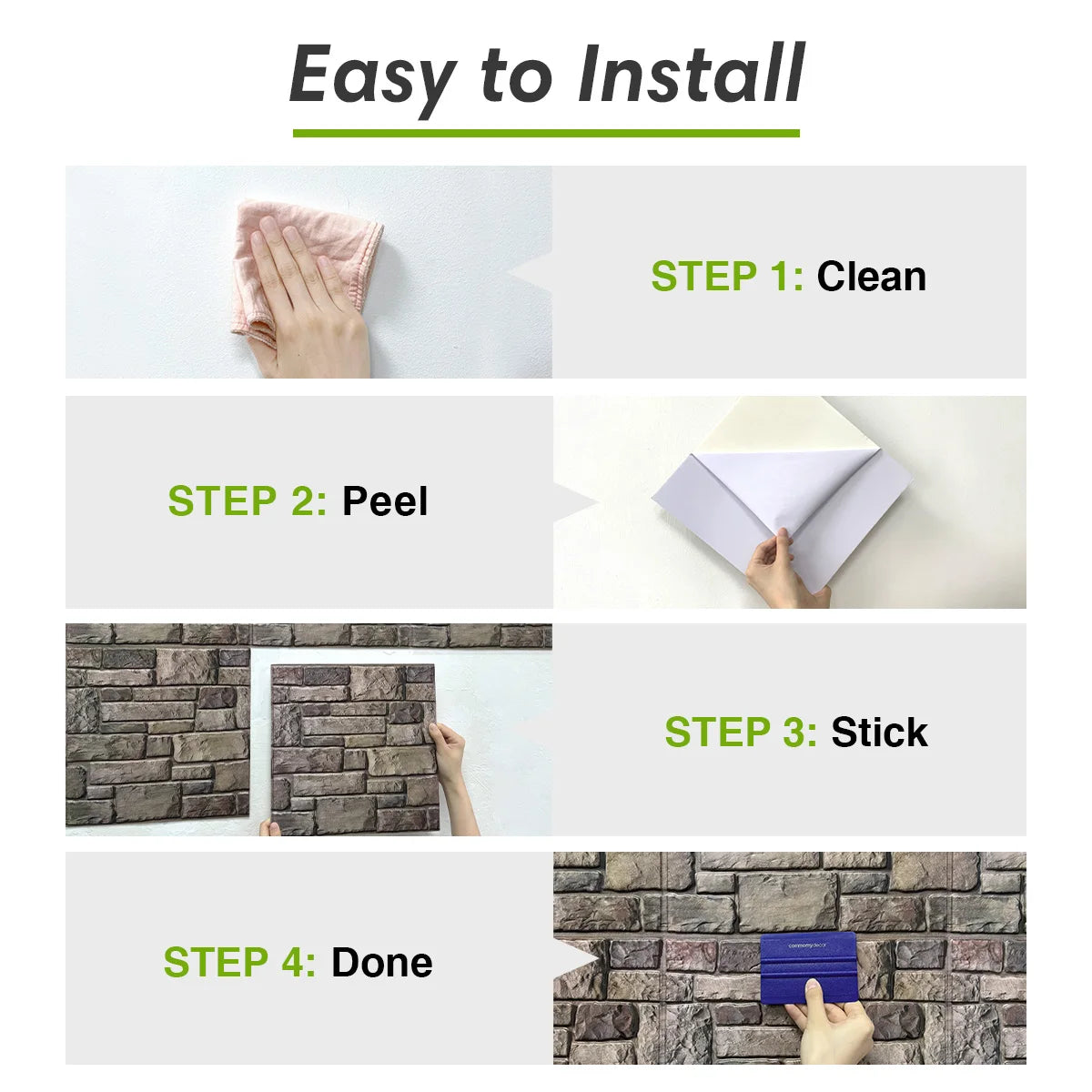 10 Pcs 3D Faux Stone Adhesive Wall Panels, Waterproof