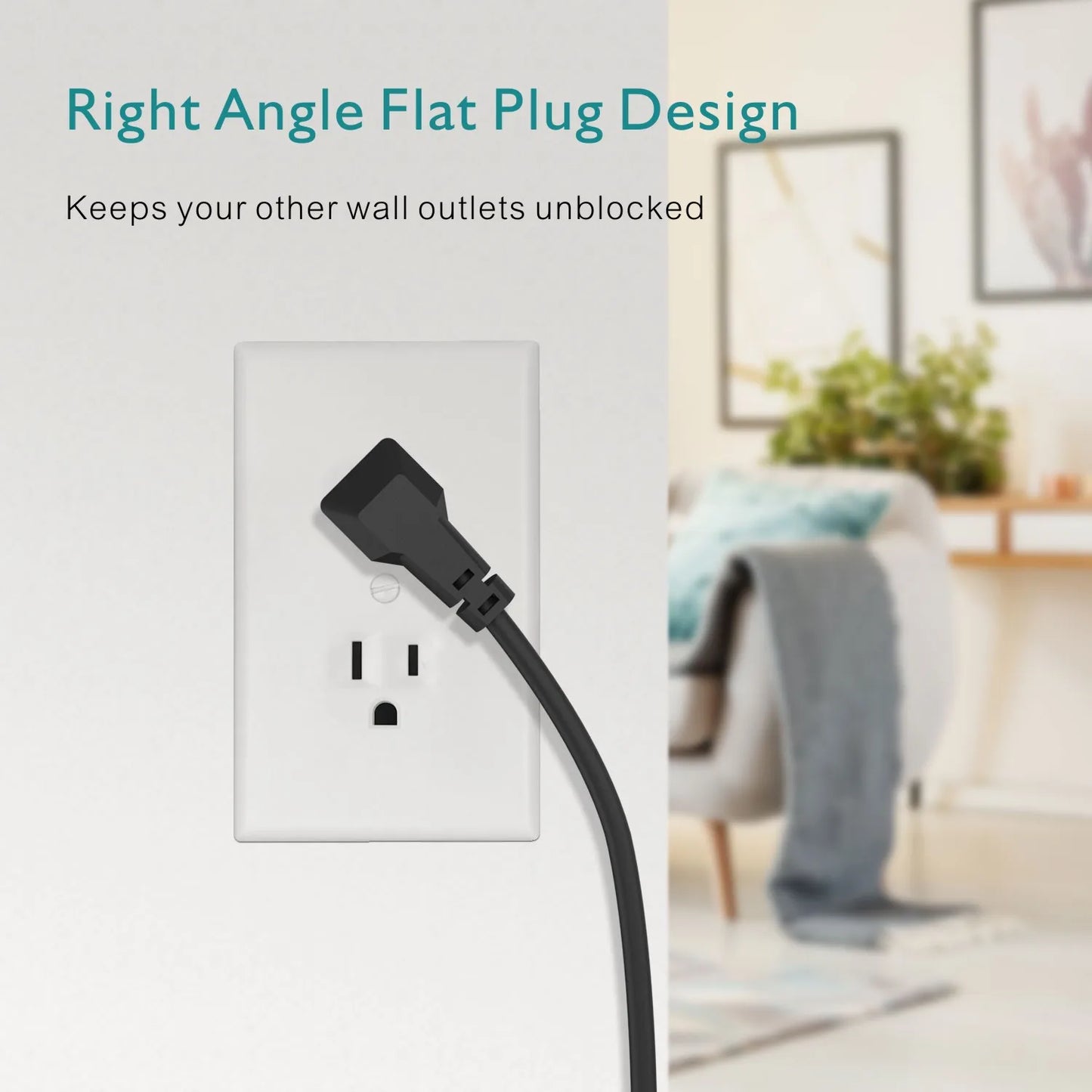 Power Outlet with Surge Protector, 9 power strip 3 USB Ports, 5ft Extension Cord