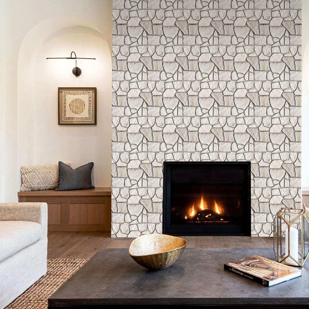10 Pcs 3D Faux Stone Peel and Stick Wall Panels, Waterproof