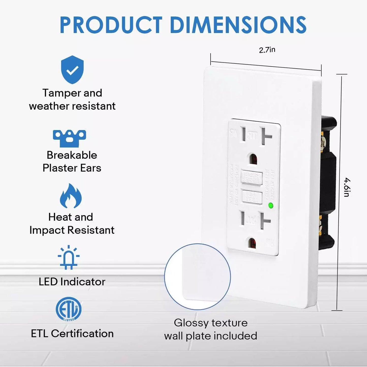 1/2PK 20 AMP GFI GFCI Receptacle Wall Outlet Socket Dual Plugs