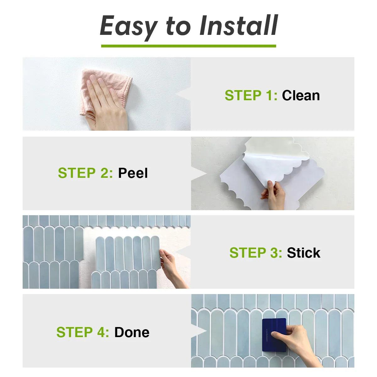10 Pcs Matte Fish Scale Peel and Stick Tiles Waterproof