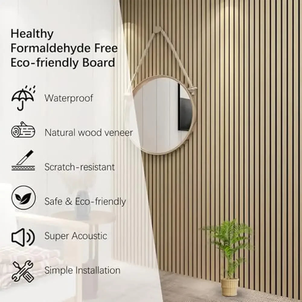 Interior Wood Acoustic Wall Panels 12.6" x 94.5" 2-Pack Genuine Oak Veneer Groove
