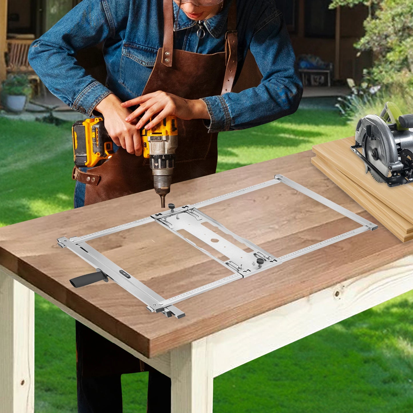 Stainless Steel Circular Saw Edge Guide, Adjustable Cutting Board