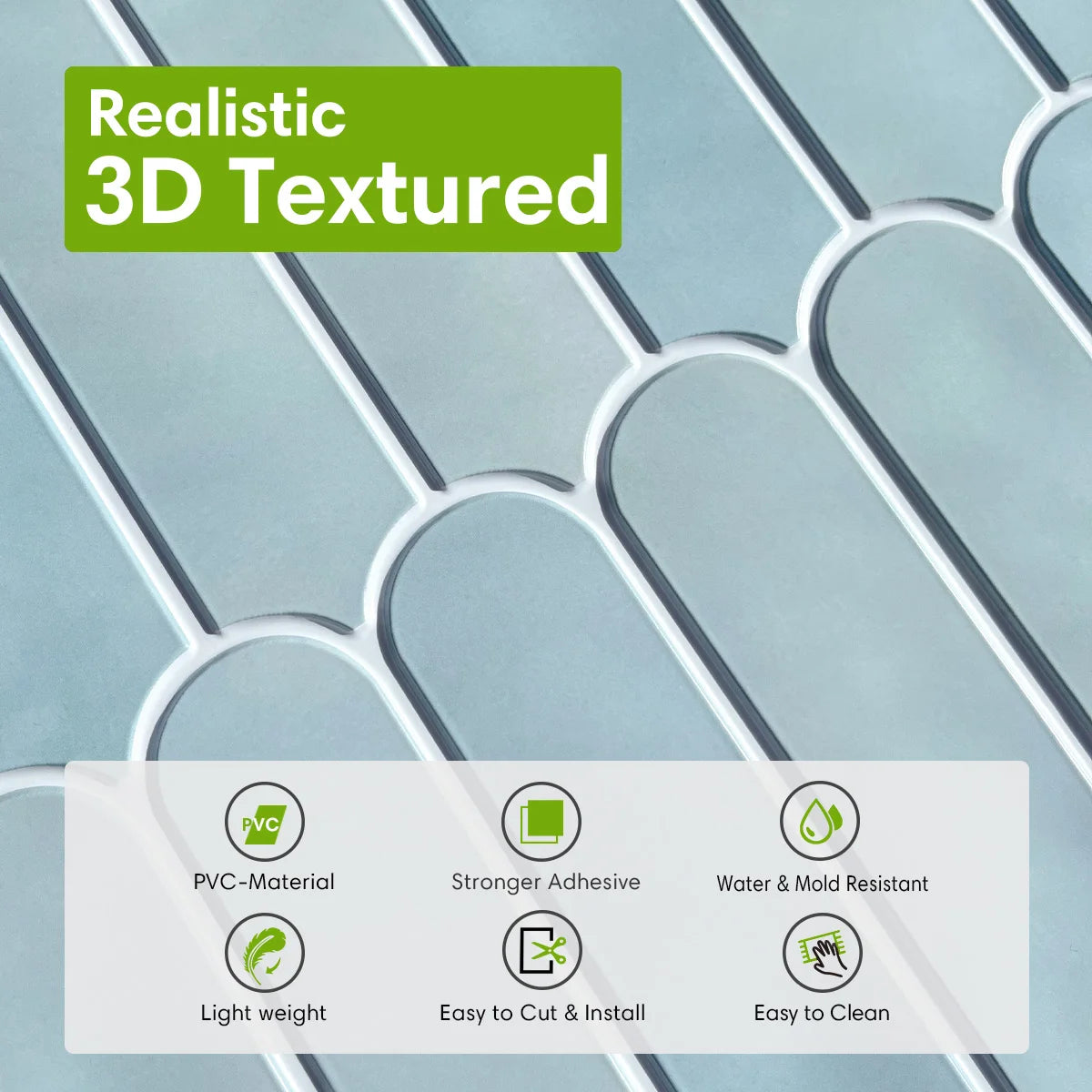 10 Pcs Matte Fish Scale Peel and Stick Tiles Waterproof