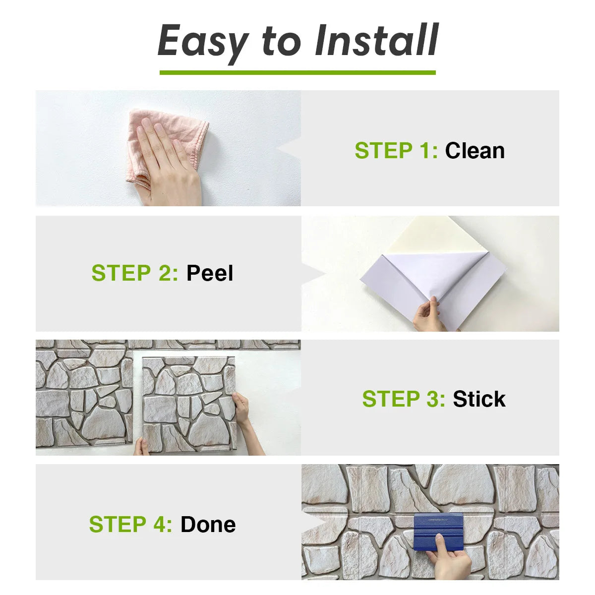 10 Pcs 3D Faux Stone Peel and Stick Wall Panels, Waterproof