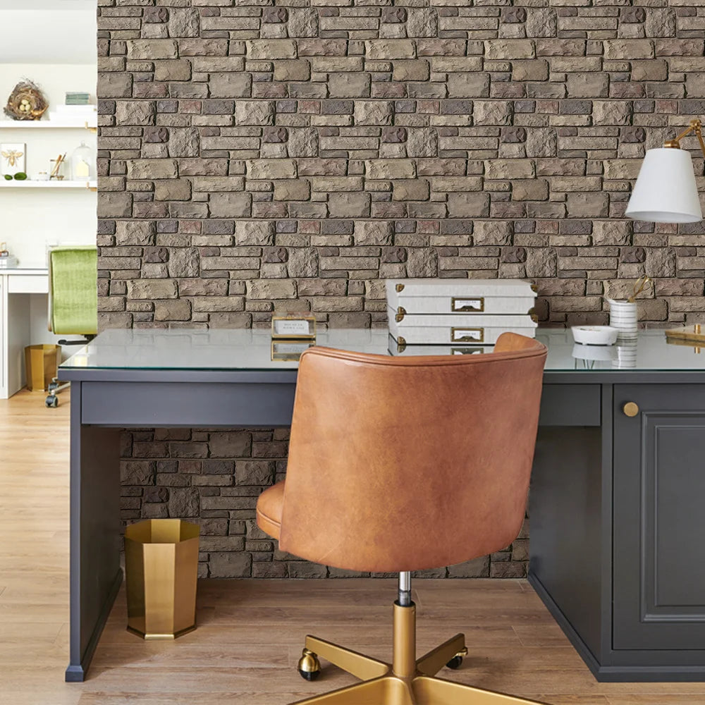10 Pcs 3D Faux Stone Adhesive Wall Panels, Waterproof