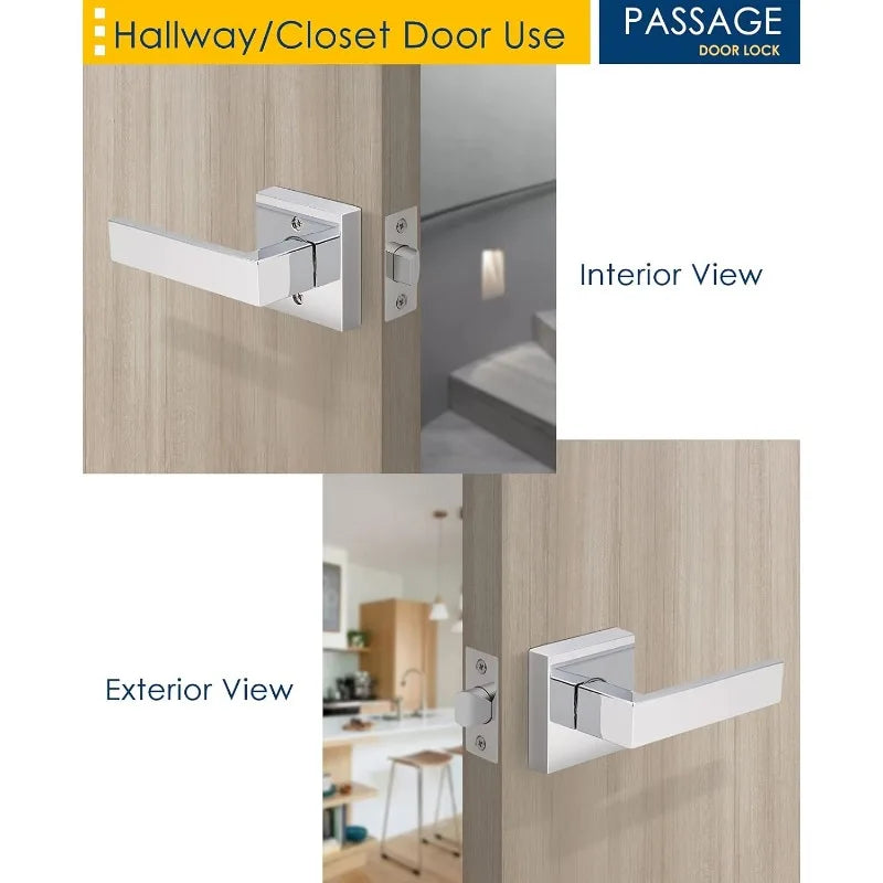 No Lock Passage Door Lever Handle, Reversible Door Handles without Locking