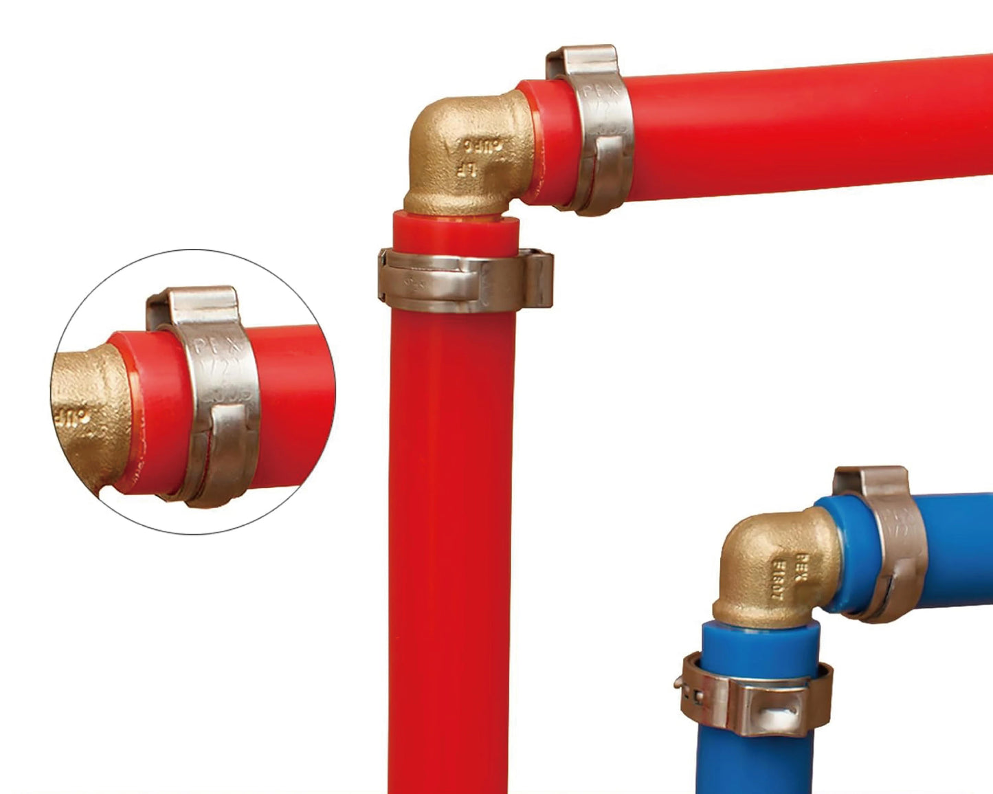1" PEX Stainless Steel Clamp Rings; Suitable for PEX B/C Pipe, PERT Pipe