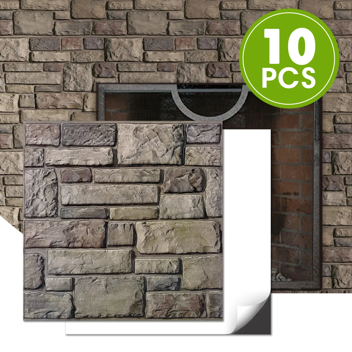 10 Pcs 3D Faux Stone Adhesive Wall Panels, Waterproof