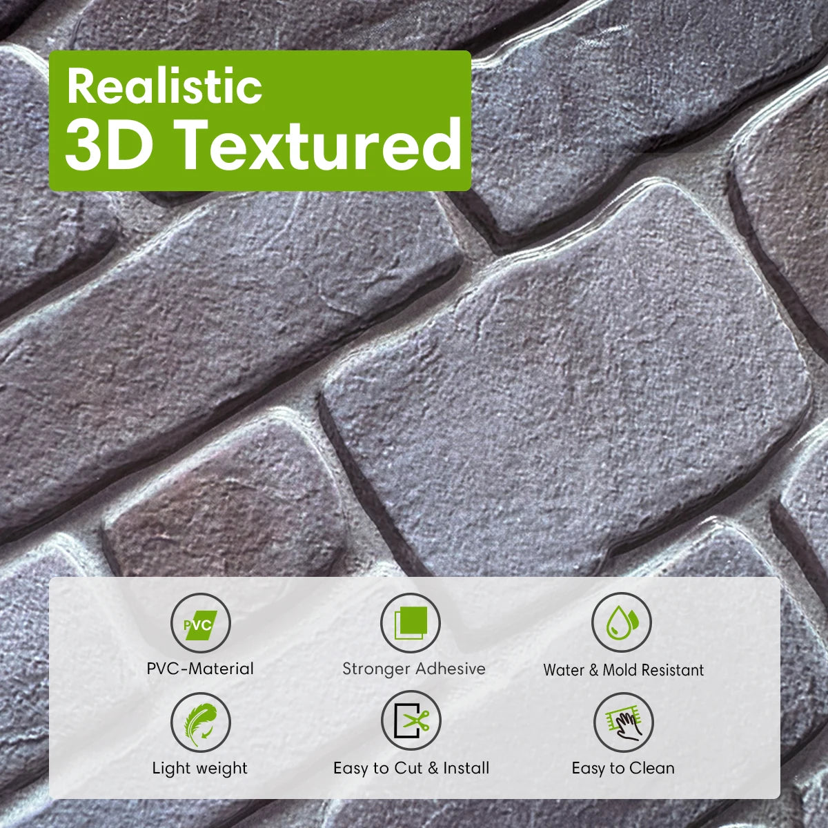 10 Pcs 3D Faux Stone Peel and Stick Wall Panels, Waterproof