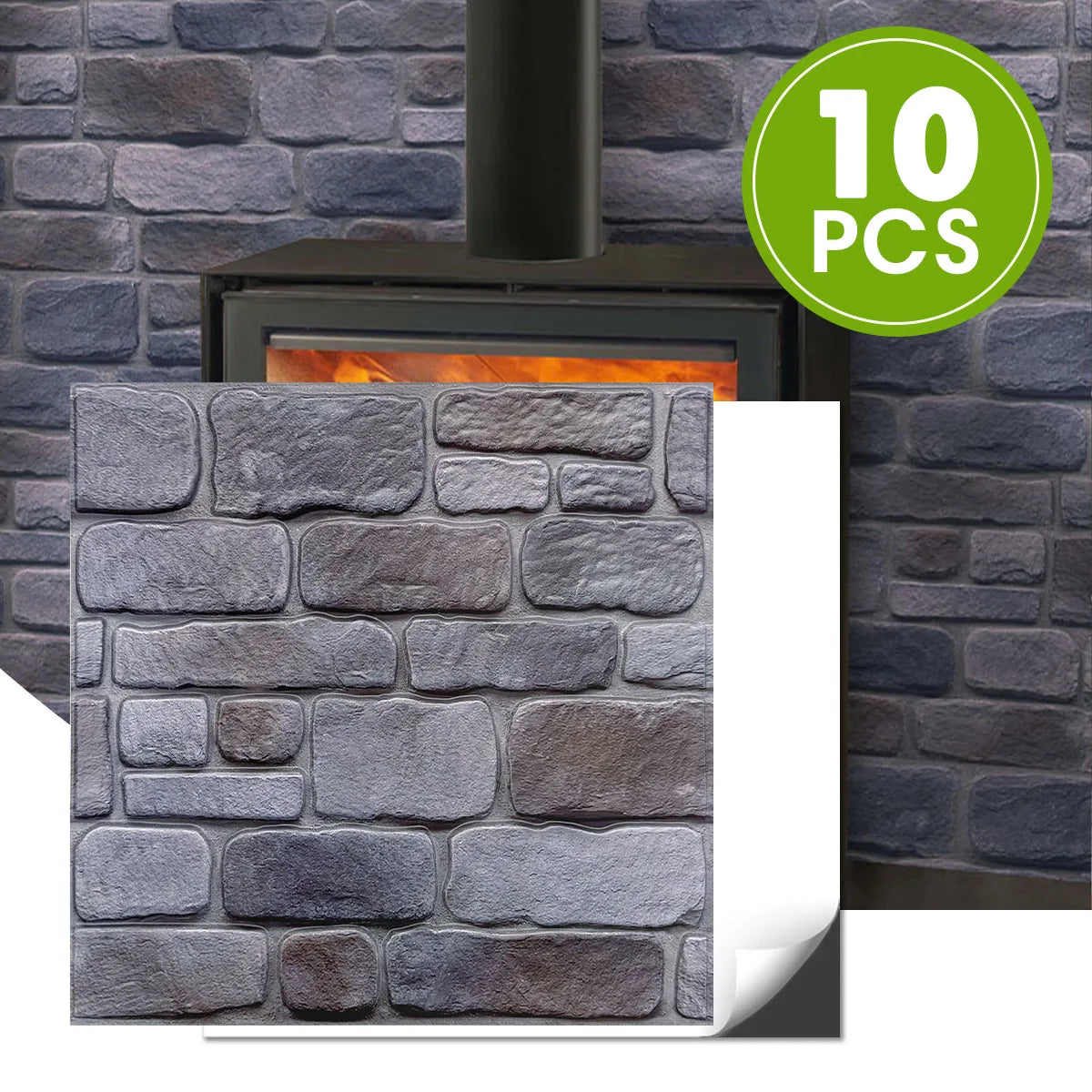 10 Pcs 3D Faux Stone Peel and Stick Wall Panels, Waterproof
