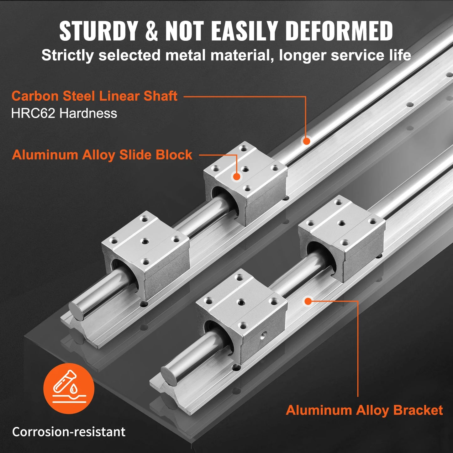 2PCS Linear Guide Rails UU Bearing Blocks Smooth Motion