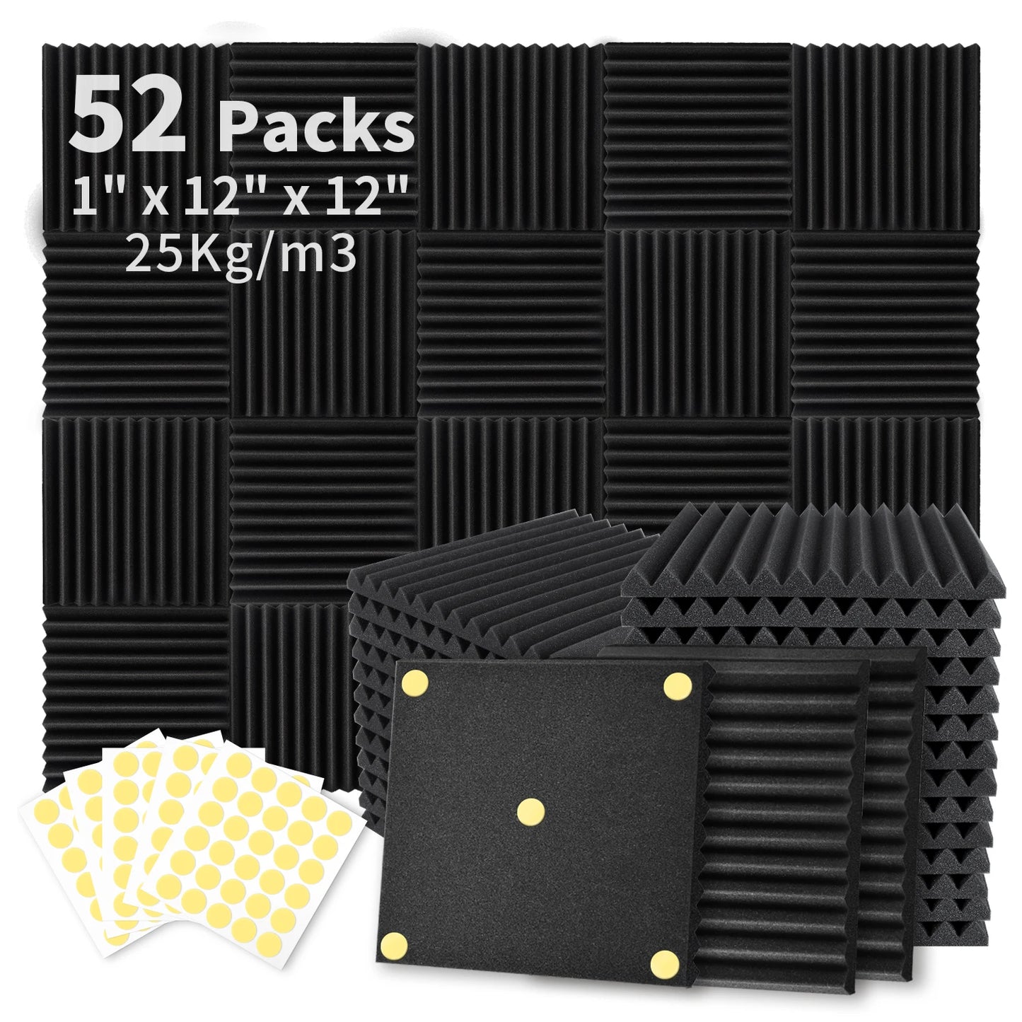 52 Pack Acoustic Foam Panels, Sound Proof Foam