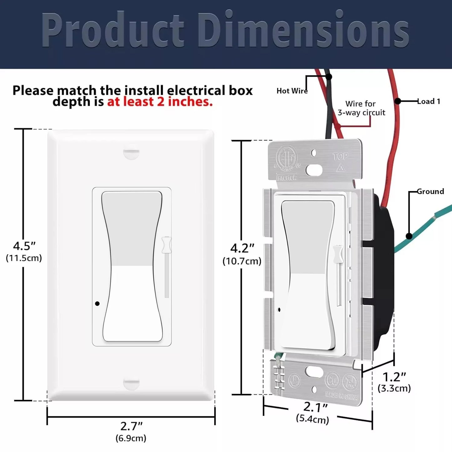 2 Pack Decora Dimmer Light Switch Single Pole / 3-Way - LED