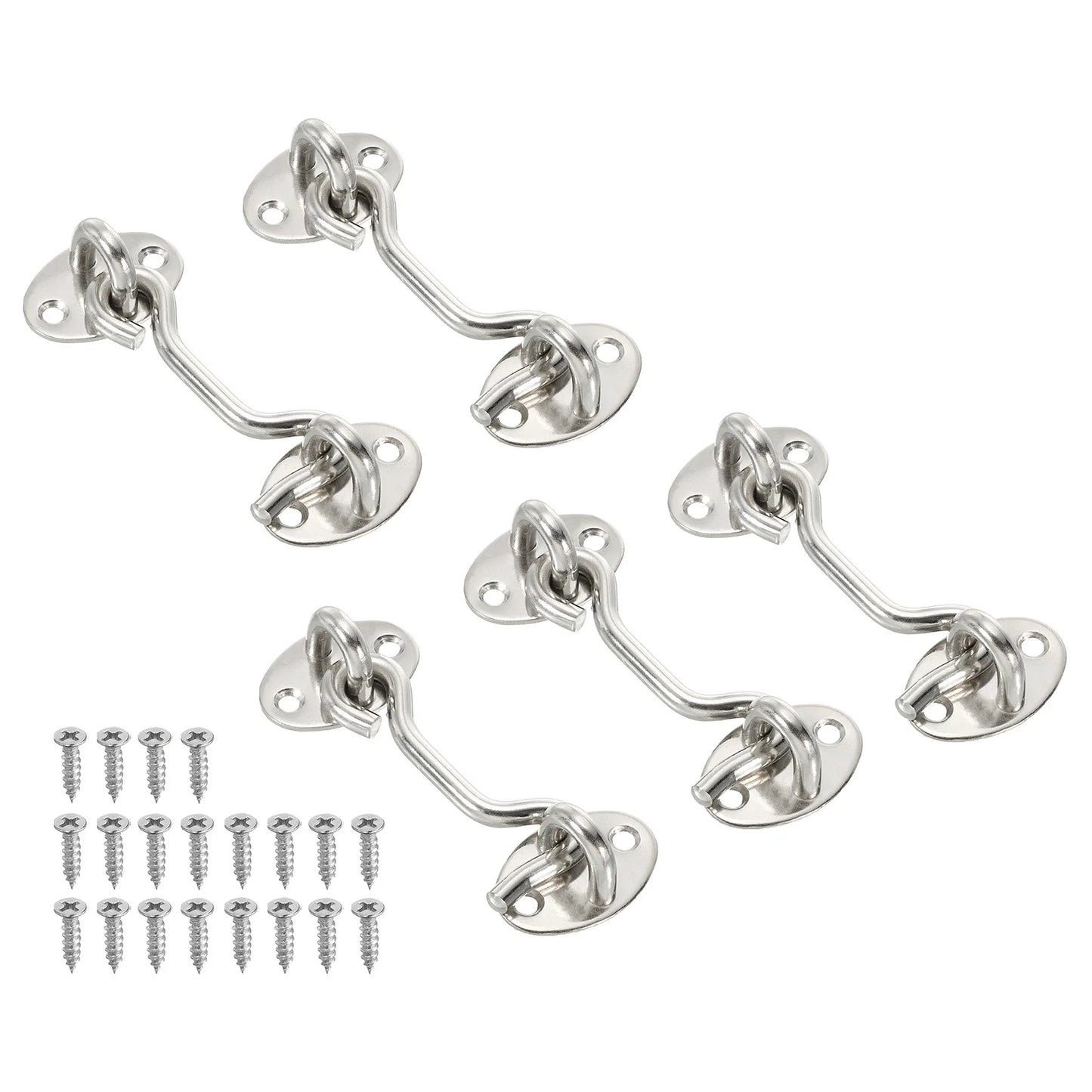 5 Pack 3/4/6 Inch Hook Eye Latch Stainless Steel Privacy Hook and Eye Latch