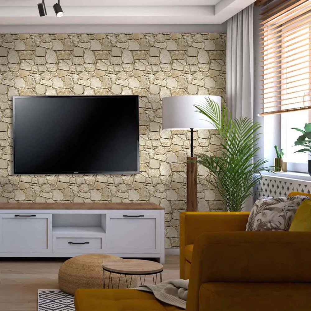 10 pcs, 3D PVC Faux Stone Waterproof Wall Panel