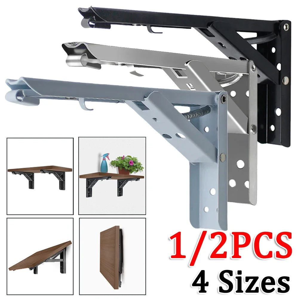 Black Triangle Folding Angle Bracket Heavy Support Adjustable