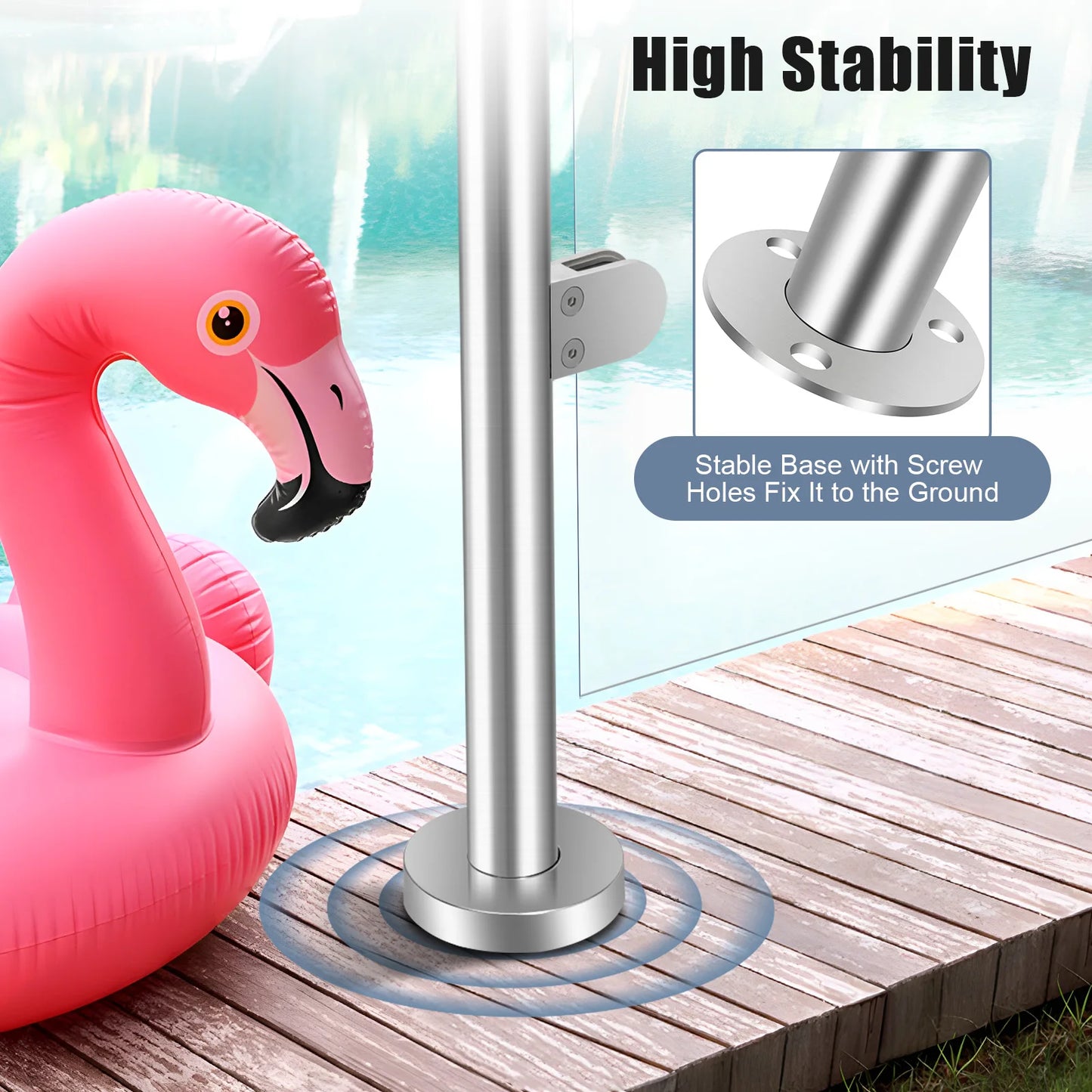 Stainless Steel Handrail Support Glass Railing Post Balcony Deck