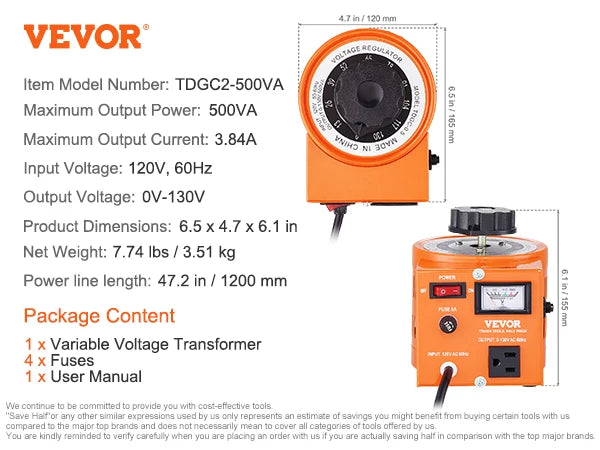 500VA-3000VA Auto Variable Voltage Transformer