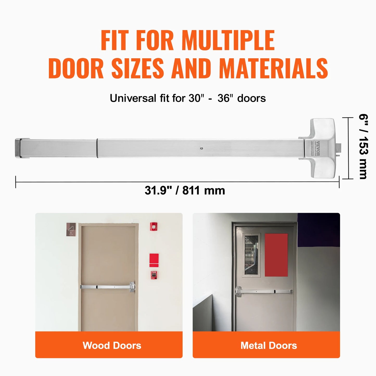 VEVOR Push Bar Door Locks Stainless Steel Panic Bars for Exit Doors