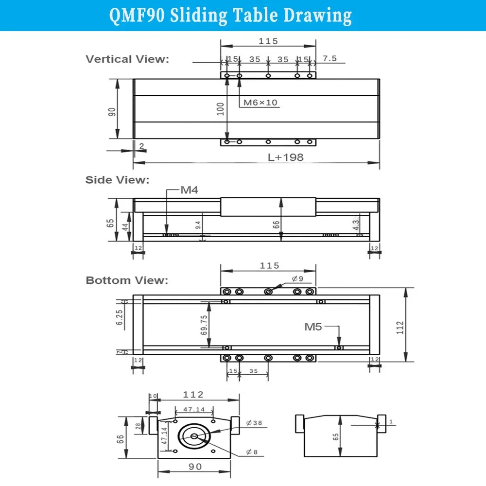 90mm Width Fully Enclosed Linear Rail Guide Stage Dust Cover