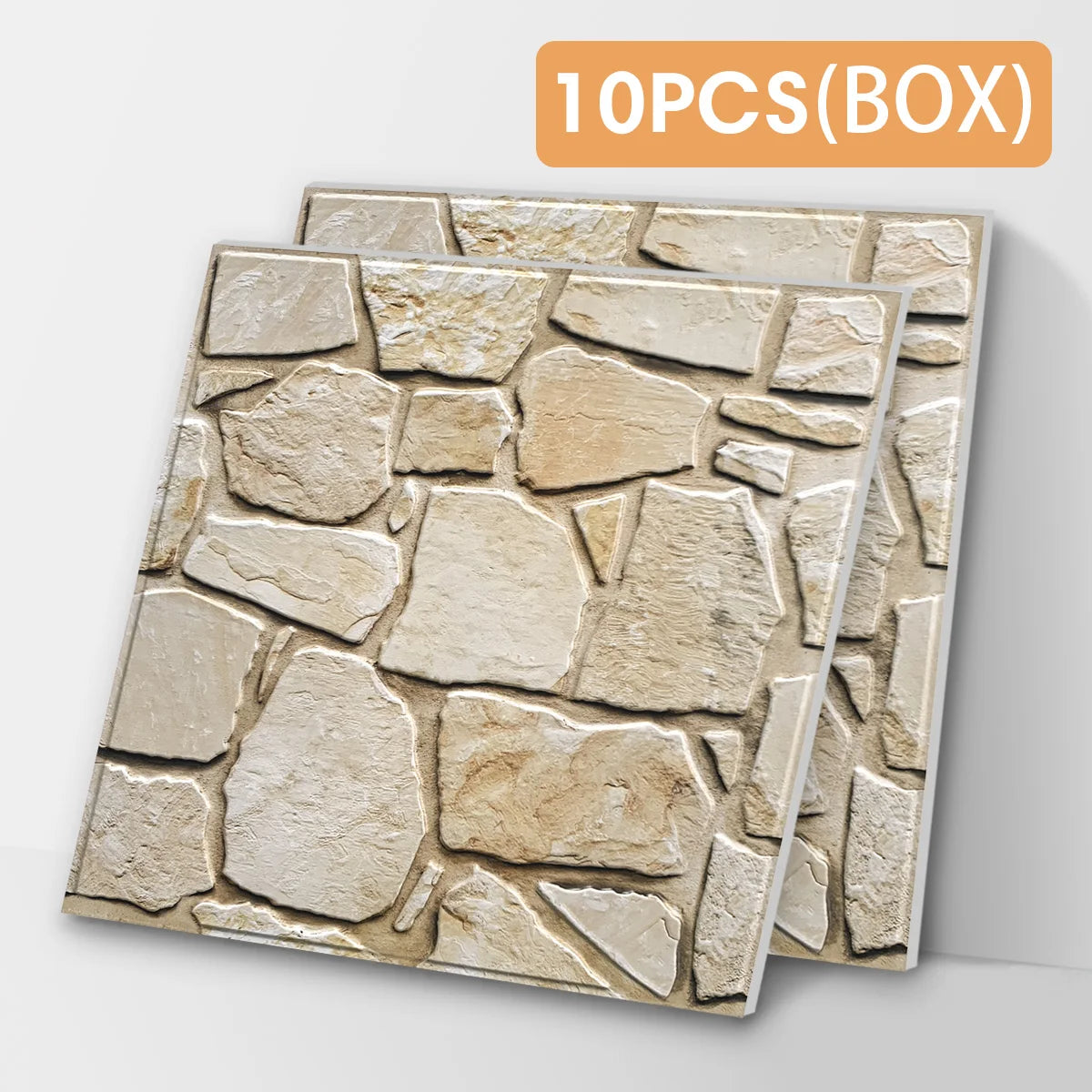 10 pcs, 3D PVC Faux Stone Waterproof Wall Panel