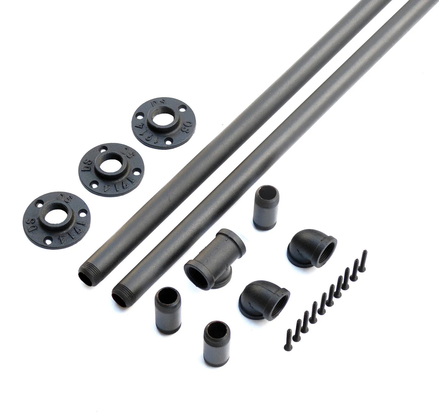 DIYHD Stair Black Pipe Handrail with Wall Mount Supports