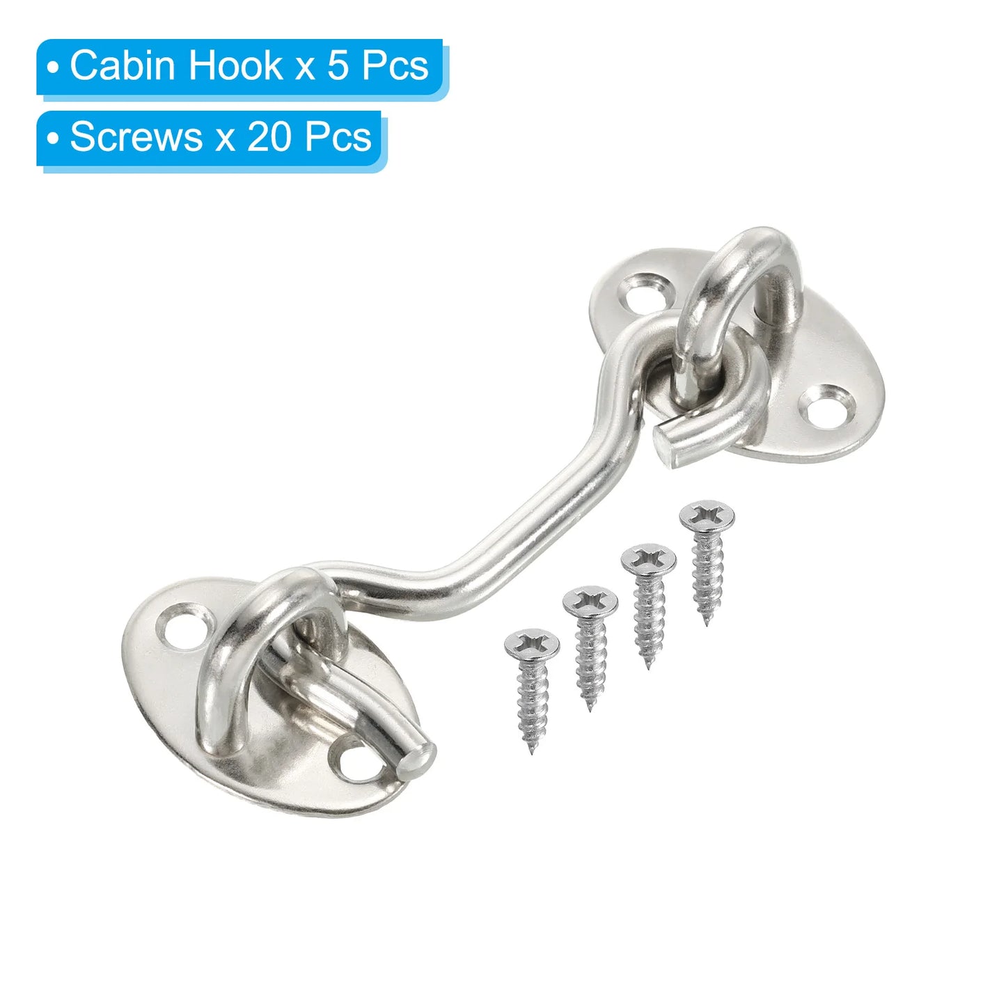 5 Pack 3/4/6 Inch Hook Eye Latch Stainless Steel Privacy Hook and Eye Latch