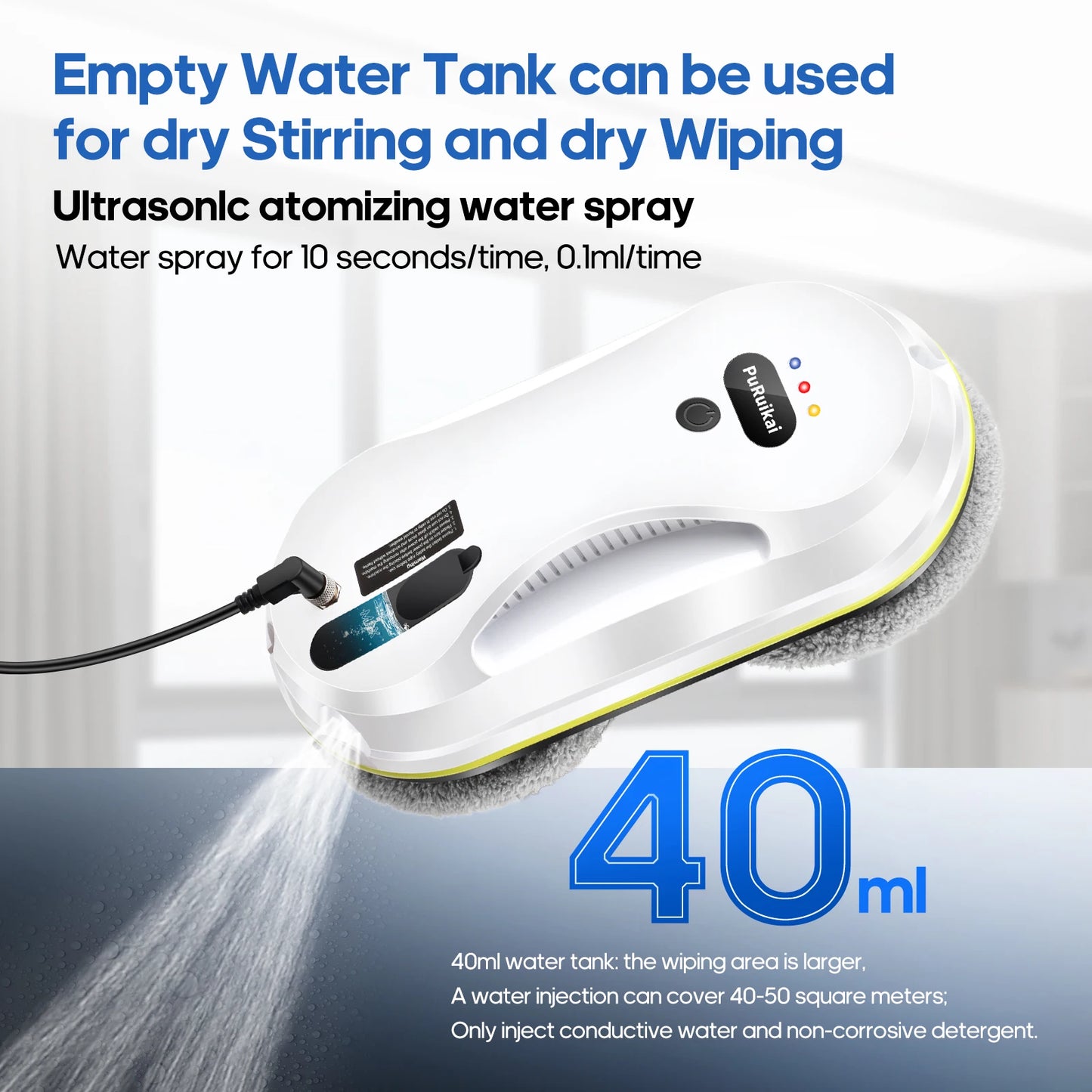 Household window automatic water spray cleaning robot vacuum cleaner