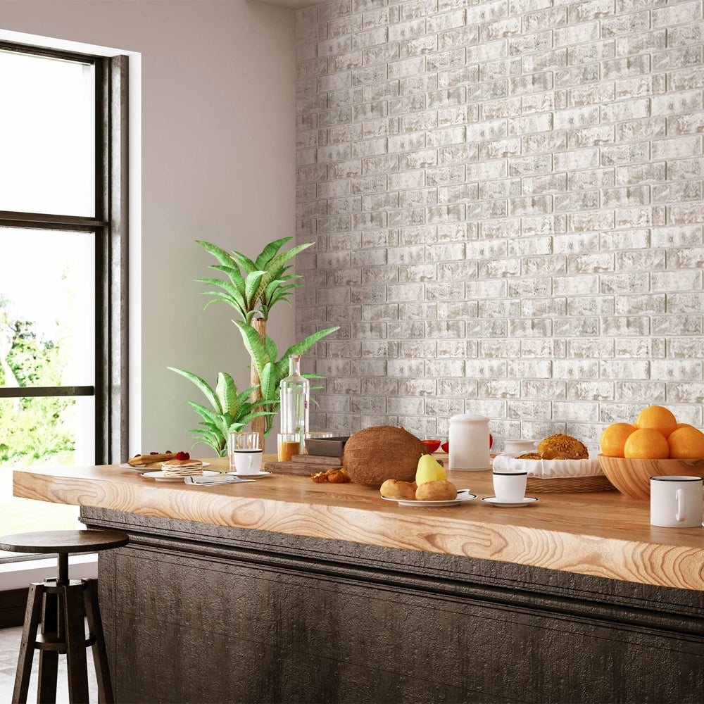 10pcs 3D Peel and Stick Wall Panels, Brick Adhesive Tiles,  Wall Decor