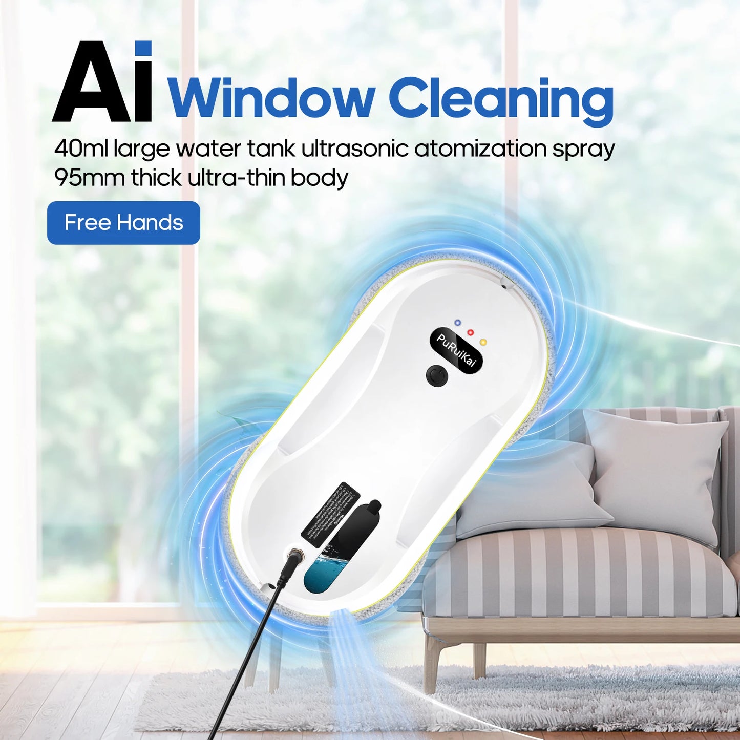 Household window automatic water spray cleaning robot vacuum cleaner
