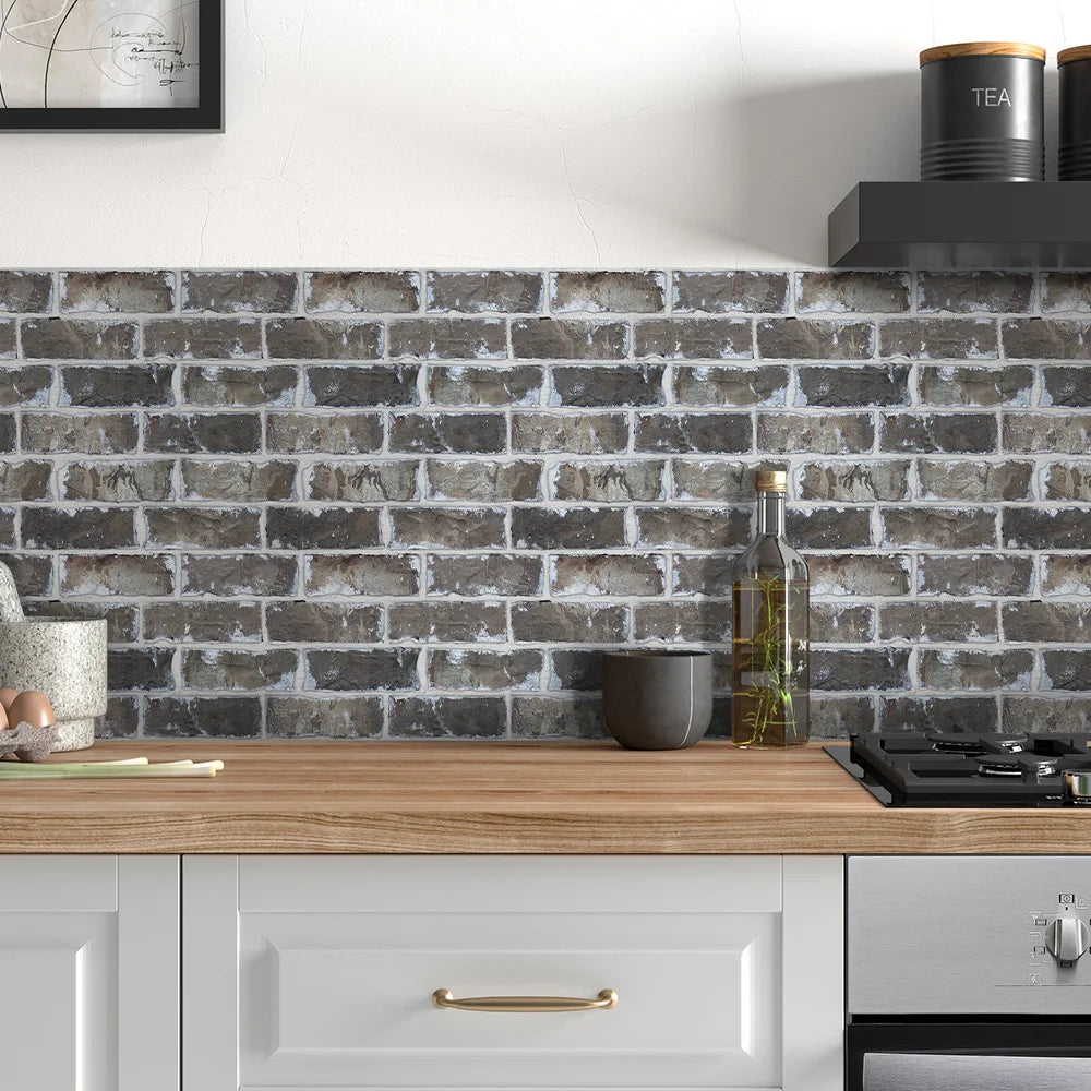10pcs 3D Faux Brick Wall Panels, Tile Stickers Waterproof