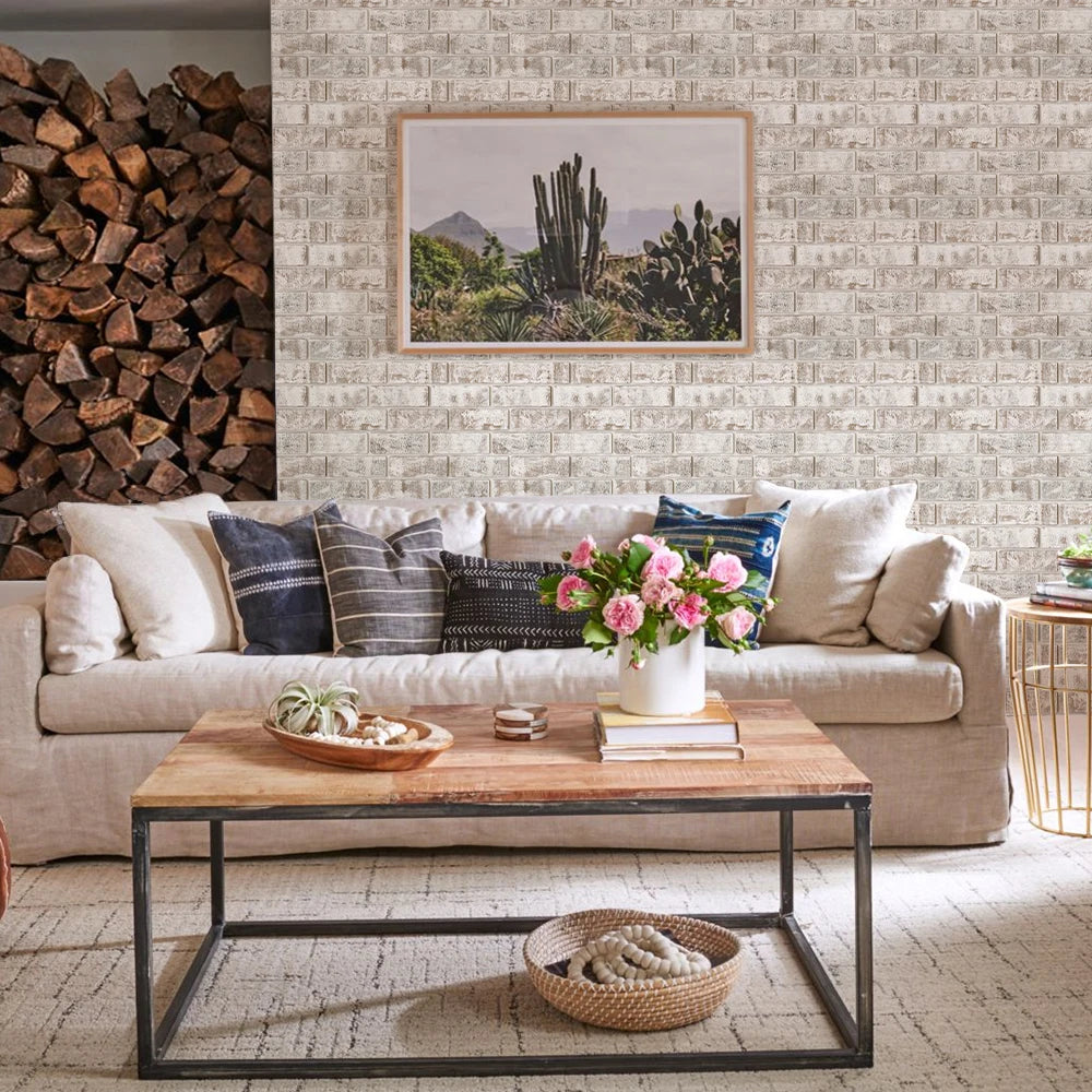 10pcs 3D Peel and Stick Wall Panels, Brick Adhesive Tiles,  Wall Decor