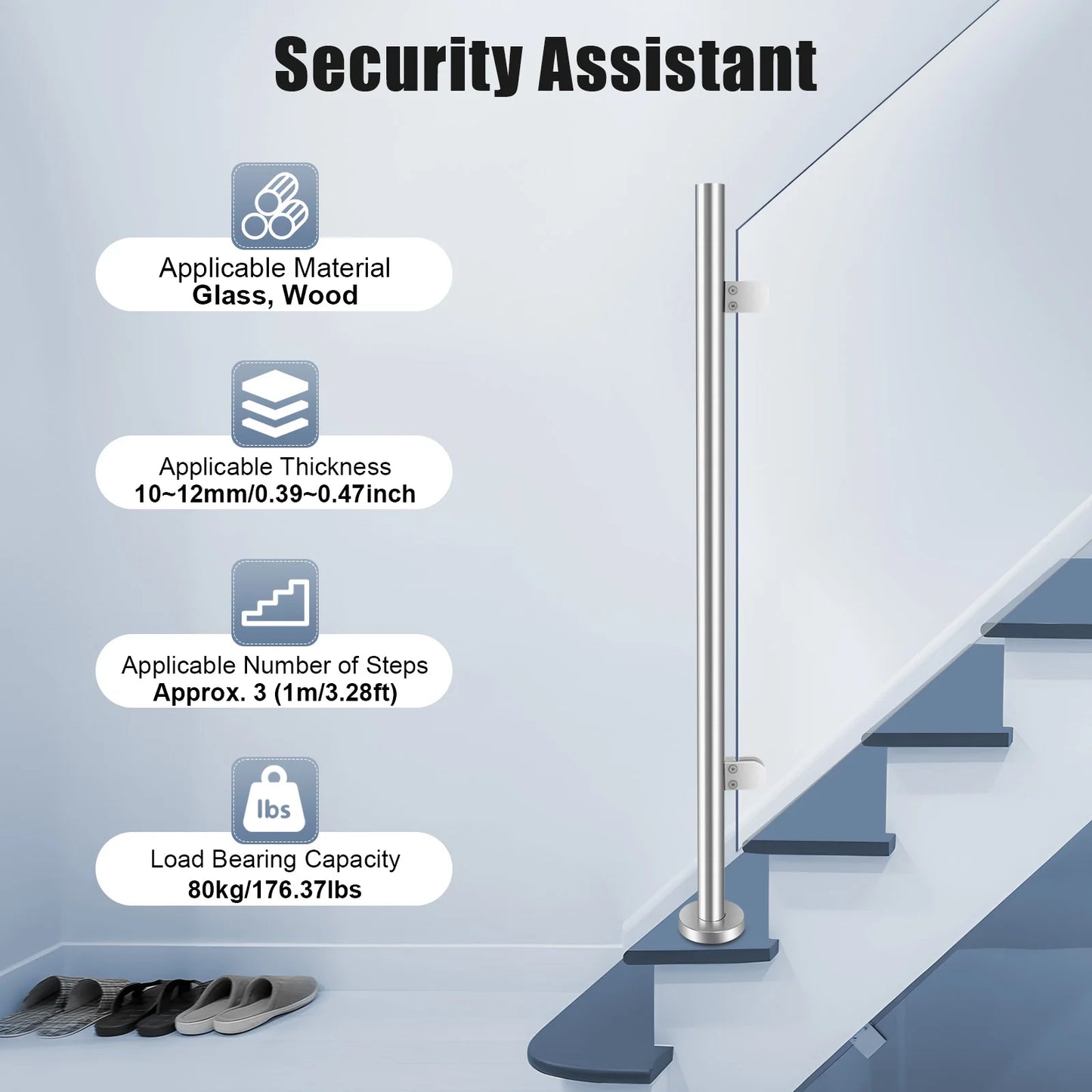 Stainless Steel Handrail Support Glass Railing Post Balcony Deck