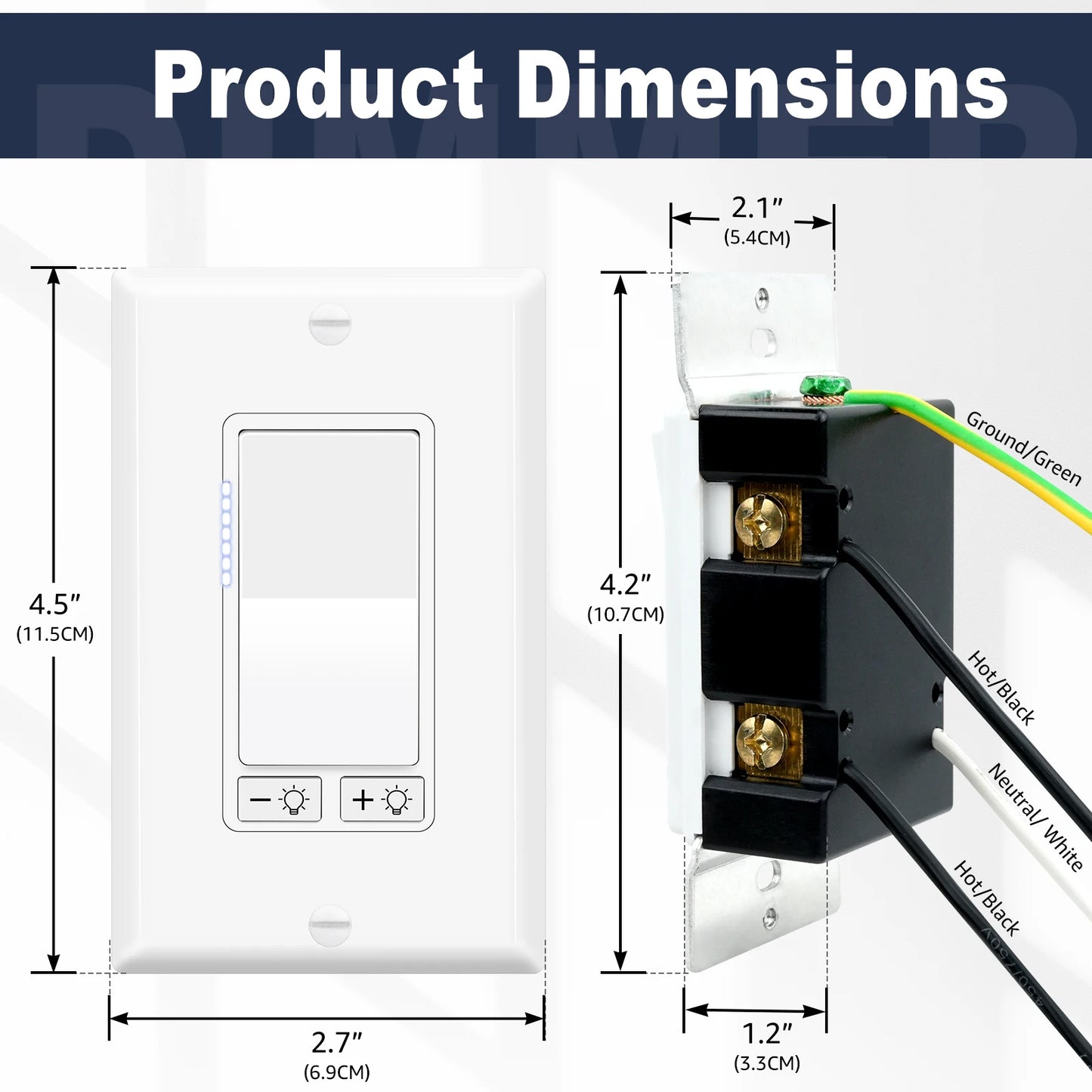 2-10PK Dimmer Light Switch 3 Way Dimmer Switch