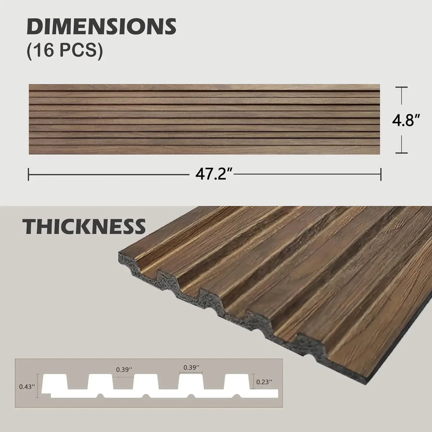 16 Pieces Textured Wood Grain Wall & Ceiling Panels
